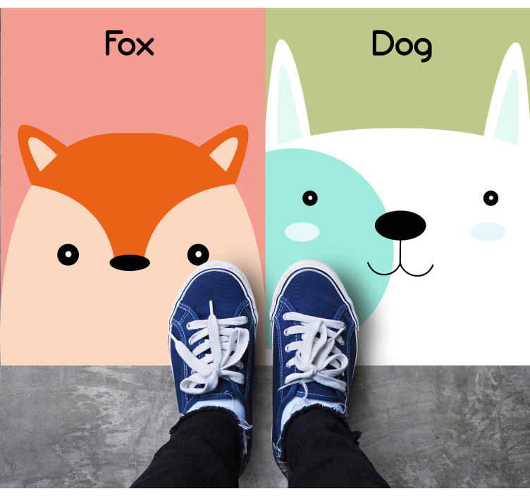 Fox and dog faces kids vinyl carpet - TenStickers