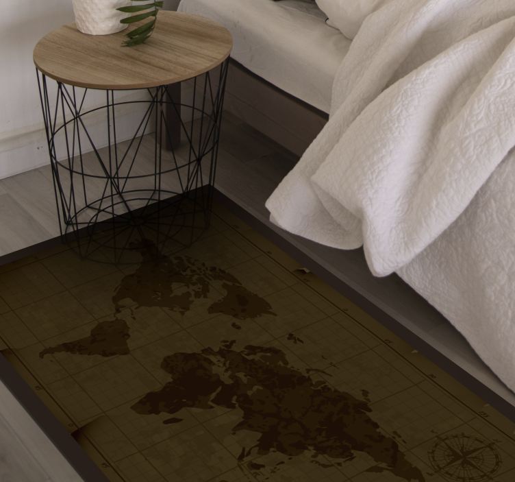 Antique brown design world map vinyl carpet - TenStickers