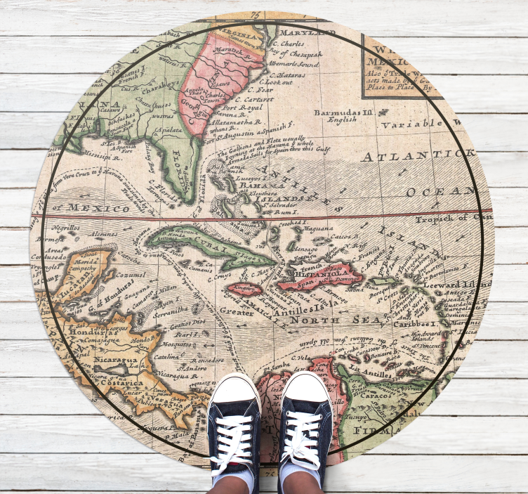 Antique Map Design world map vinyl carpet - TenStickers