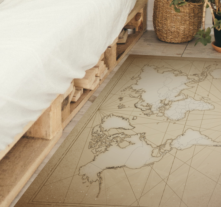 Antique beige design world map vinyl carpet - TenStickers