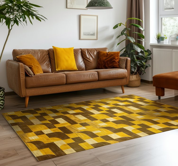 Art deco style yellow vinyl rug - TenStickers