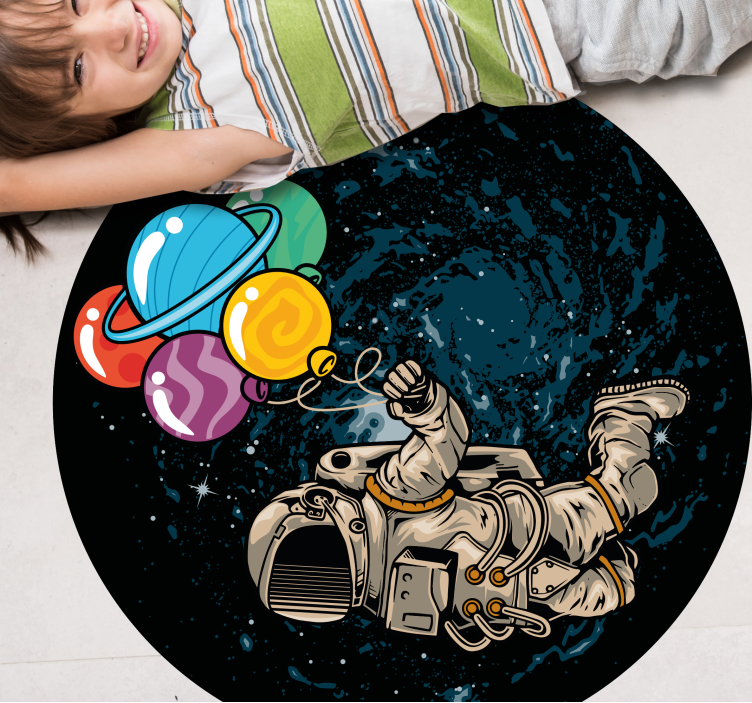 Astronaut with balloons kids vinyl carpet - TenStickers