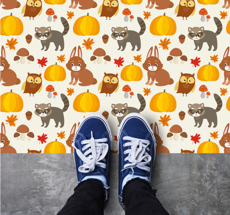 Autumn Animal Characters nursery vinyl carpet - TenStickers