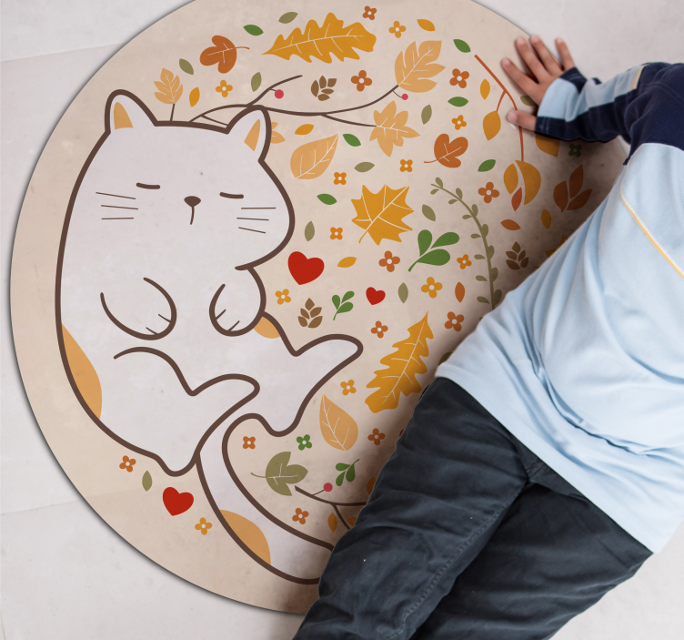 Autumn Cat Illustration kids vinyl carpet - TenStickers