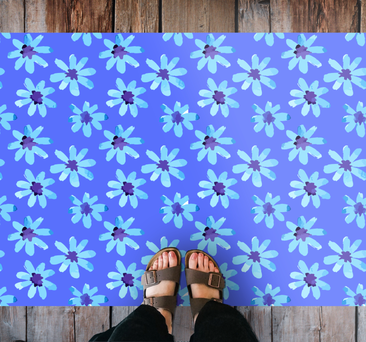 Azure Blossom Emblem floral vinyl carpet - TenStickers