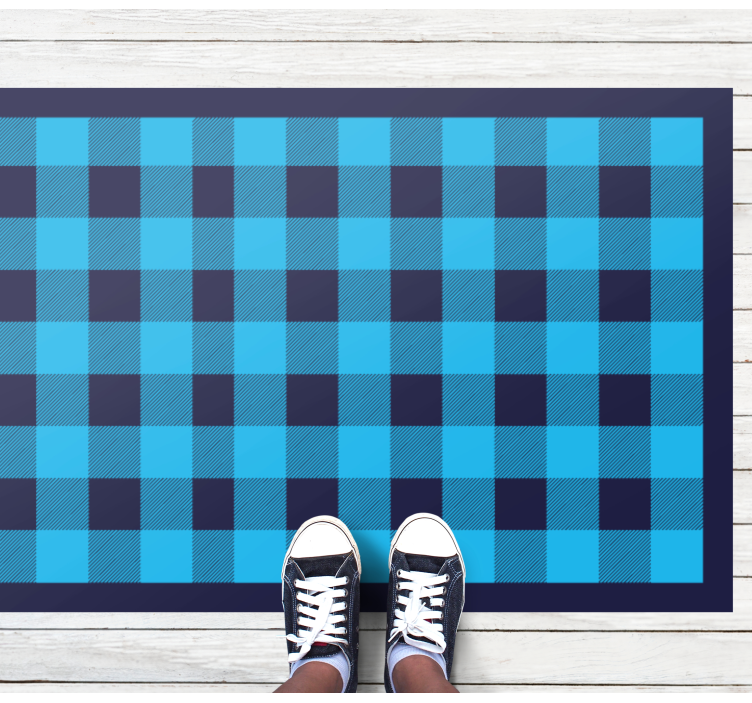 Azure Checked Motif geometric vinyl carpet - TenStickers