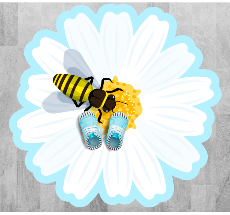 Bee On Daisy floral vinyl carpet - TenStickers