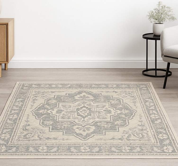 Beige elegant tiles living room vinyl carpet - TenStickers