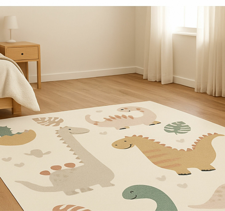Beige Jurassic design kids vinyl carpet - TenStickers