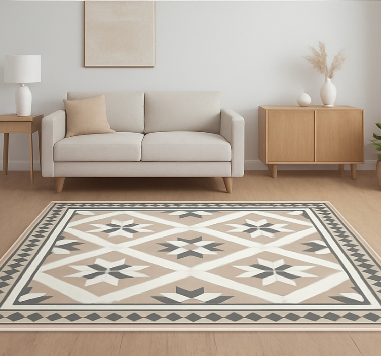Beige Moroccan style tile vinyl carpet - TenStickers