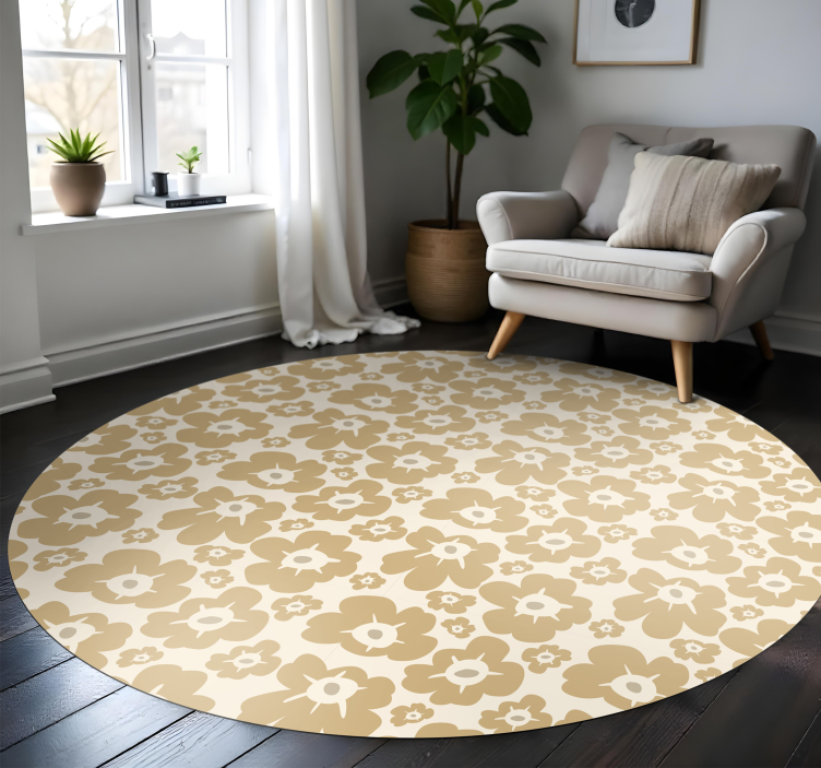 Beige poppies floral vinyl carpet - TenStickers