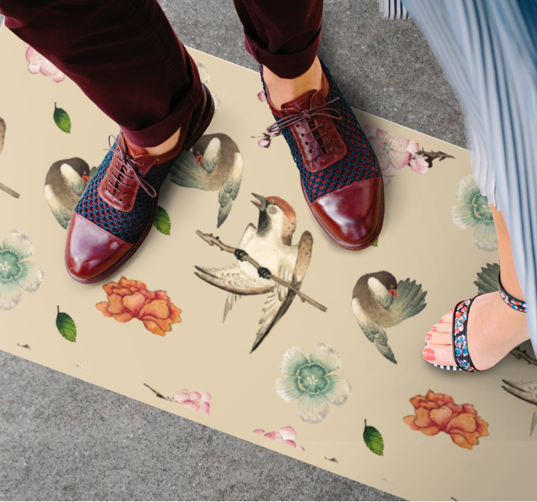 Birds and flowers animal vinyl carpet - TenStickers