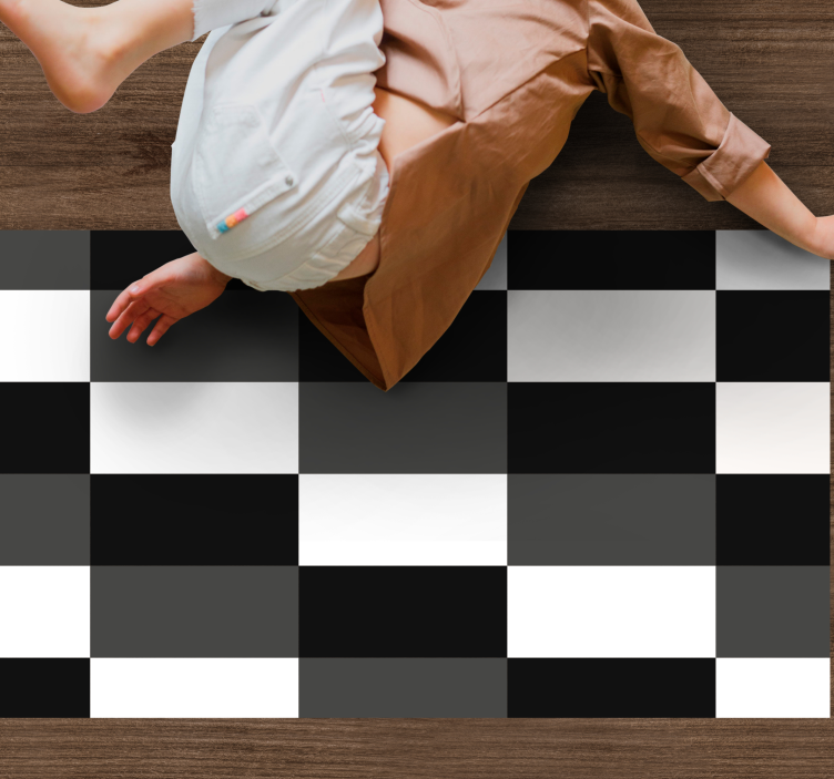 Black and white checker geometric vinyl carpet - TenStickers