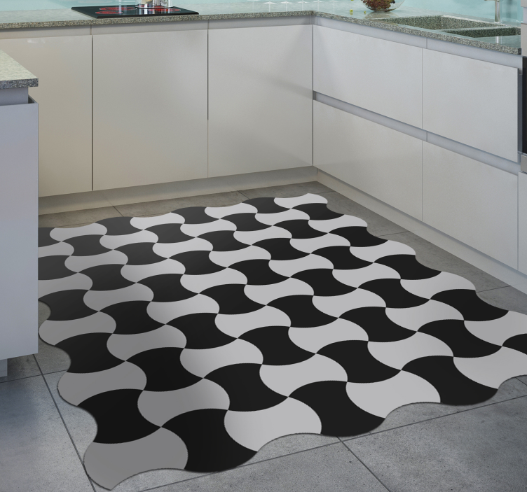 Black and White Curves geometric vinyl carpet - TenStickers