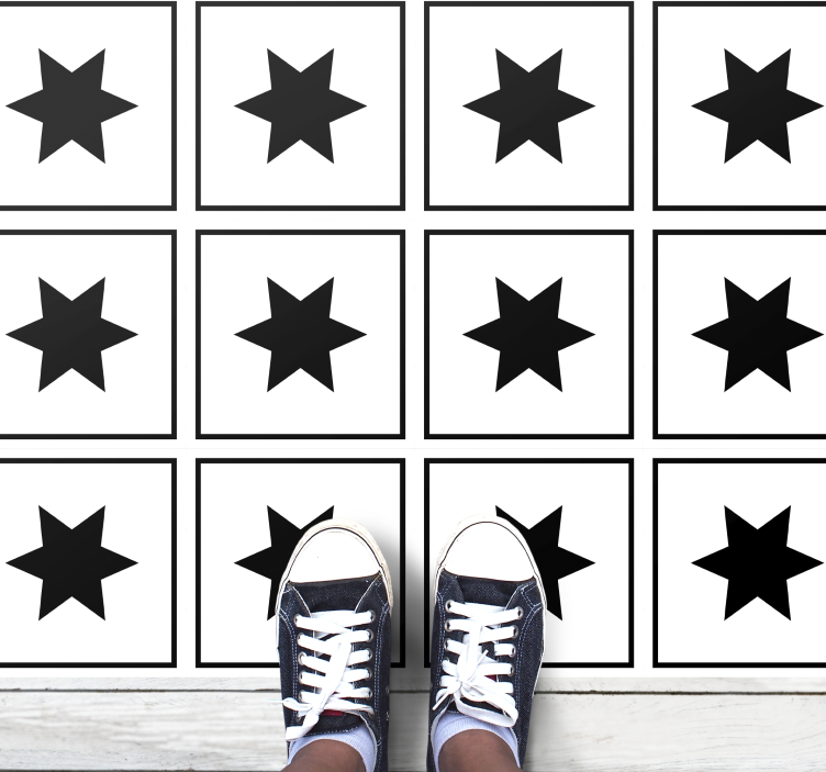 Black and white motif star vinyl carpet - TenStickers