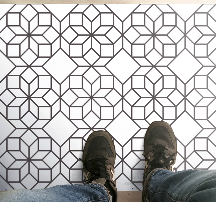 Black and white octagons geometric vinyl carpet - TenStickers