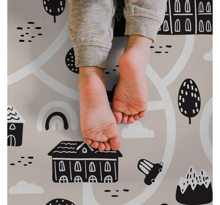 Black and white Roads road rug - TenStickers