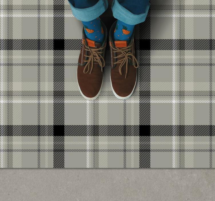 Black and White Tartan tile vinyl carpet - TenStickers