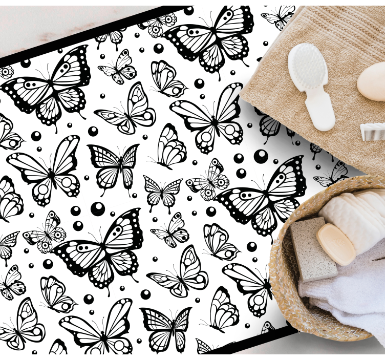 Black Butterfly Pattern floral vinyl carpet - TenStickers