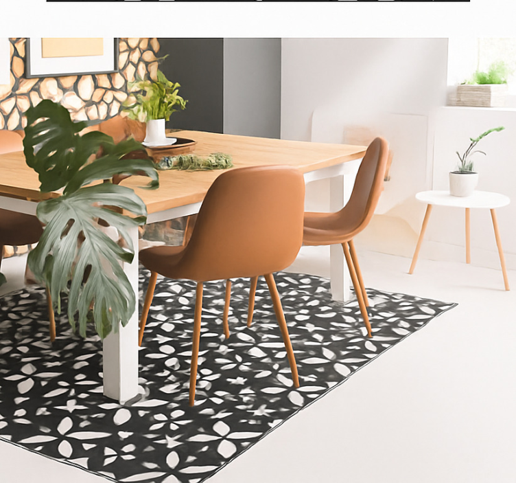 Black Floral Geometric dining room vinyl carpet - TenStickers
