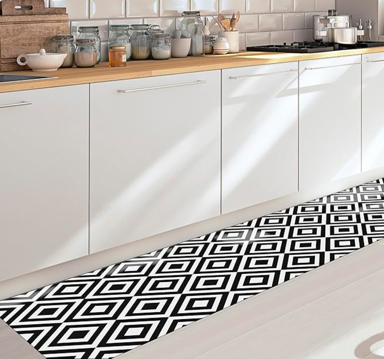 Black & White geometric vinyl carpet - TenStickers