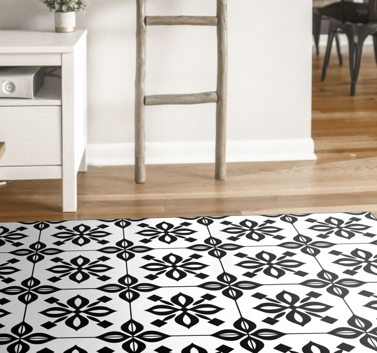 Black white mosaic living room vinyl carpet - TenStickers