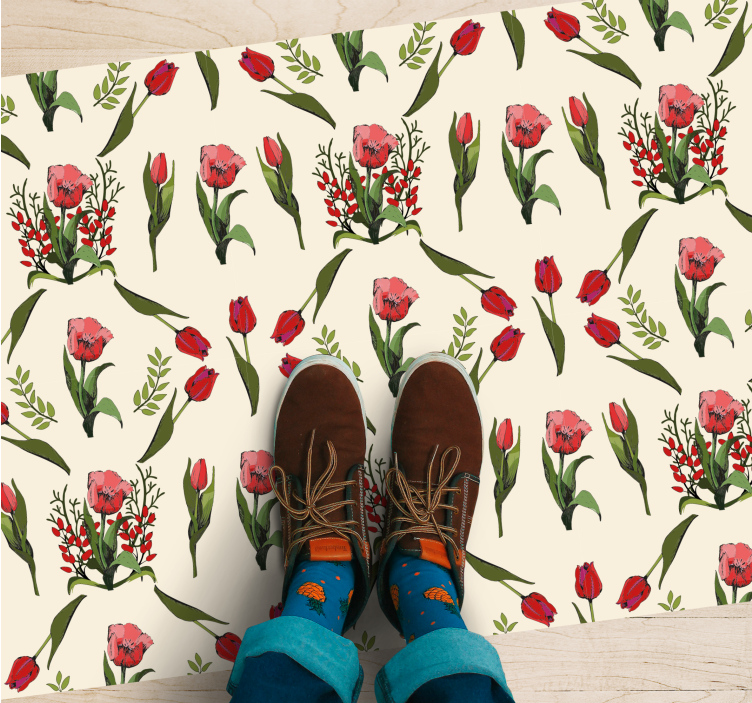 Bloom Motif floral vinyl carpet - TenStickers