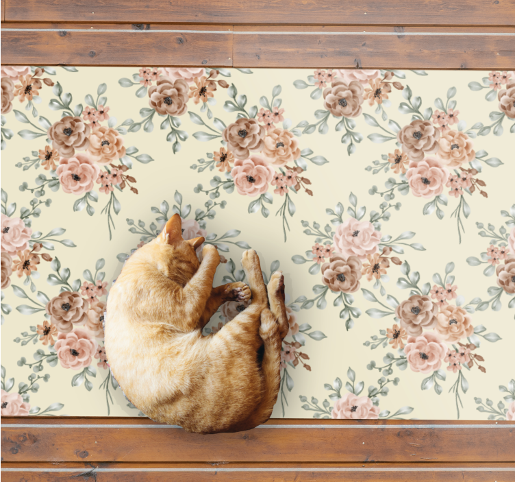 Beige nature floral vinyl carpet - TenStickers