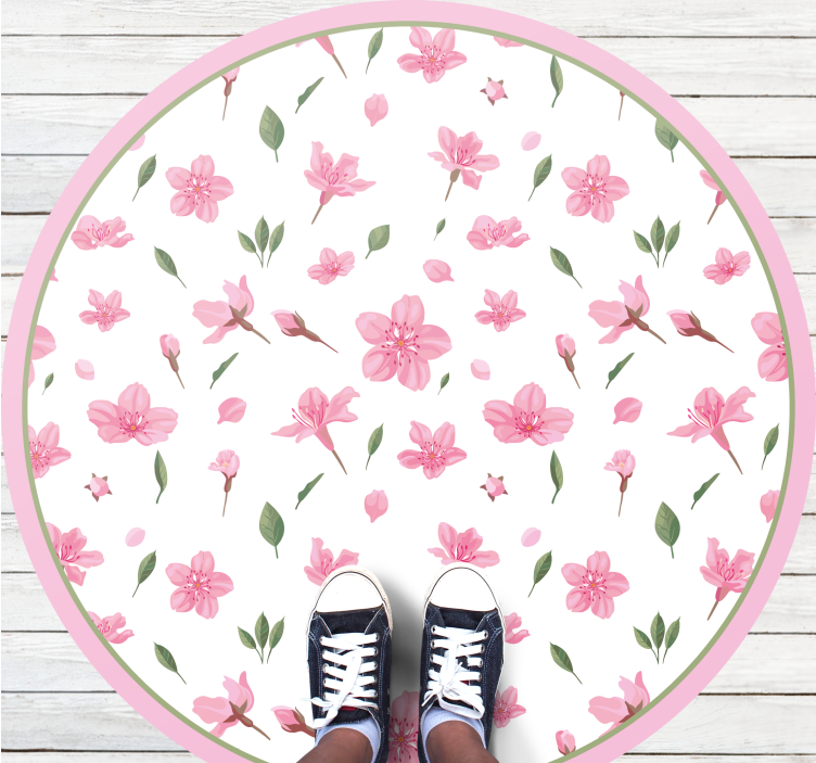 Blooming Pink Flower floral vinyl carpet - TenStickers
