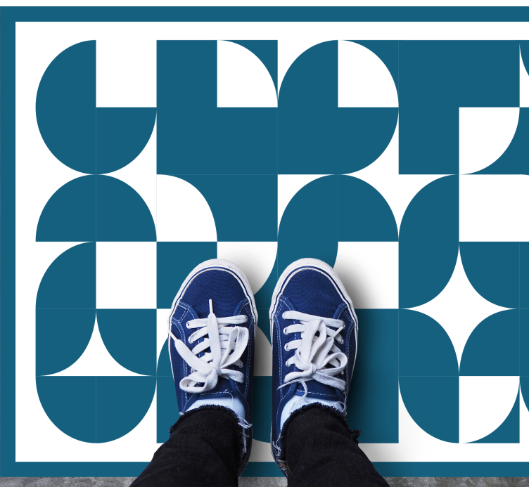 Blue abstract motif geometric vinyl carpet - TenStickers