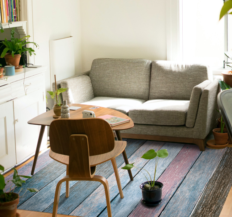 Blue and pink planks wood effect vinyl carpet - TenStickers