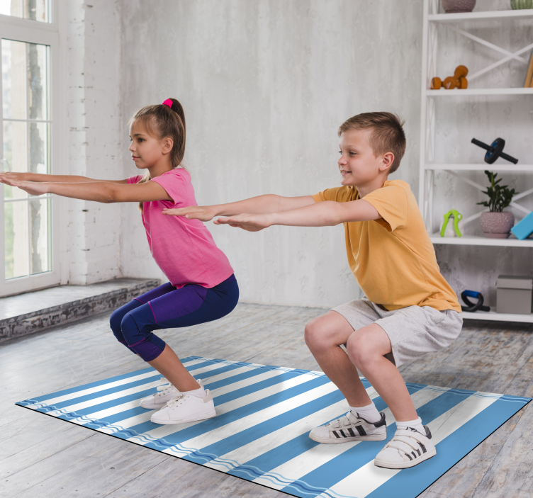 Blue and white striped sailor carpet - TenStickers