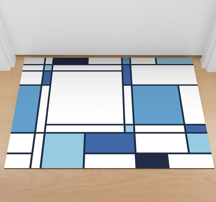 Blue geometric motif modern vinyl carpet - TenStickers