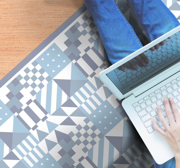 Blue Geometric Patterns tile vinyl carpet - TenStickers