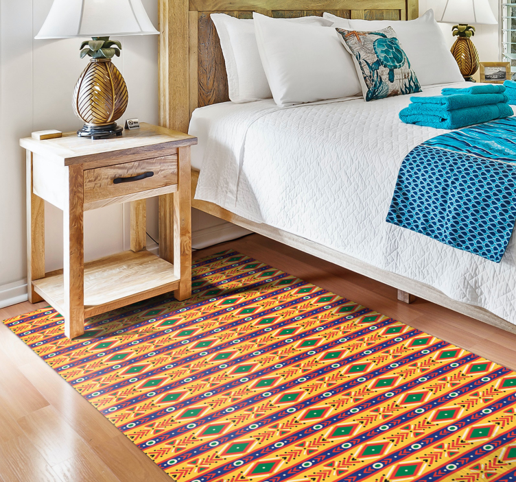 Blue, green, yellow tribal African ethnic rug - TenStickers