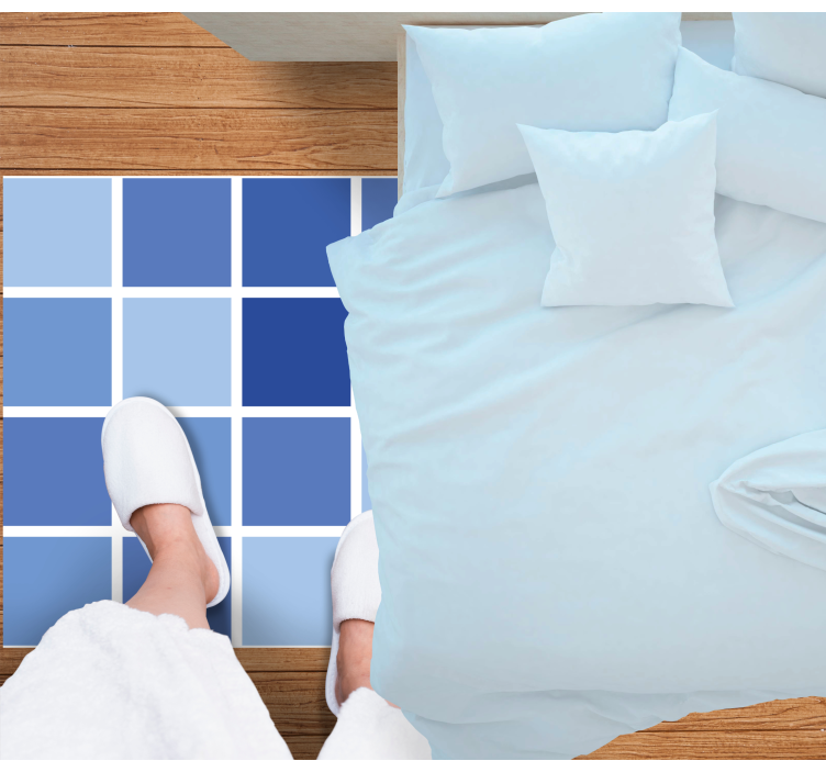 Blue grid pattern bathroom vinyl carpet - TenStickers