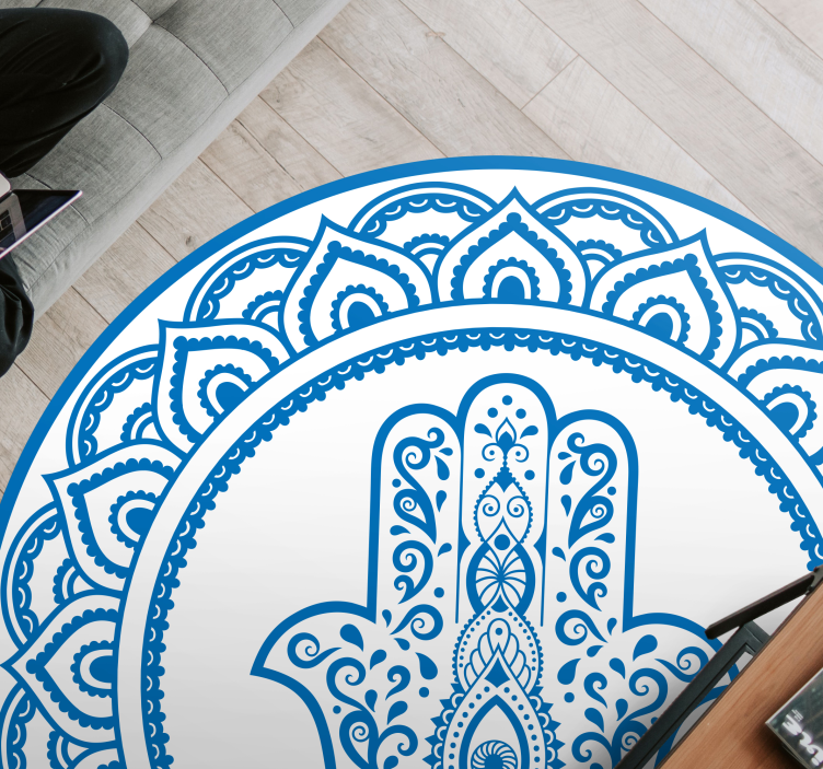 Round Hand of Fatima mandala vinyl carpet - TenStickers