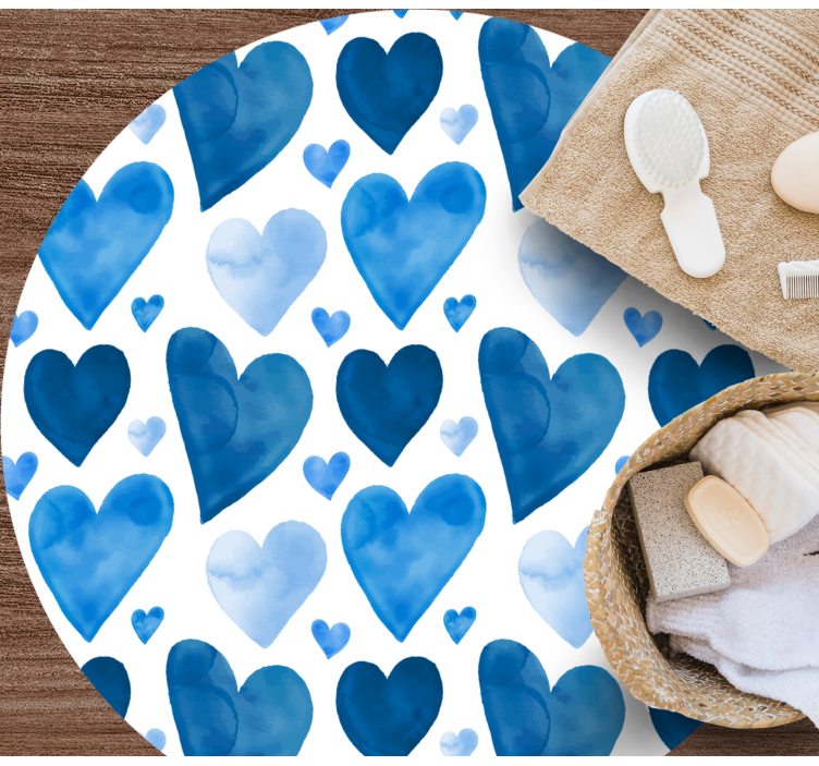 Blue heart pattern teen vinyl carpet - TenStickers