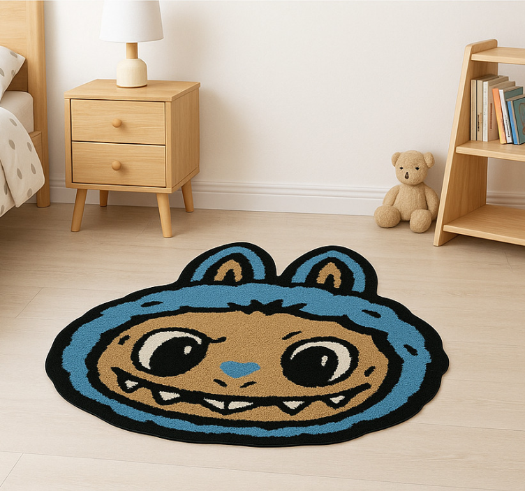 Blue Labubu design kids vinyl carpet - TenStickers