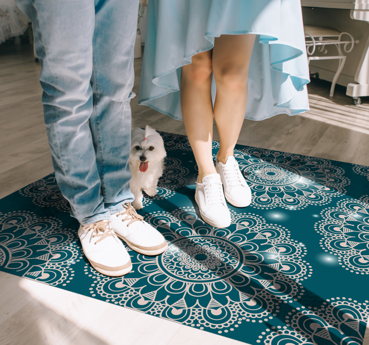 Blue magic pattern mandala vinyl carpet - TenStickers