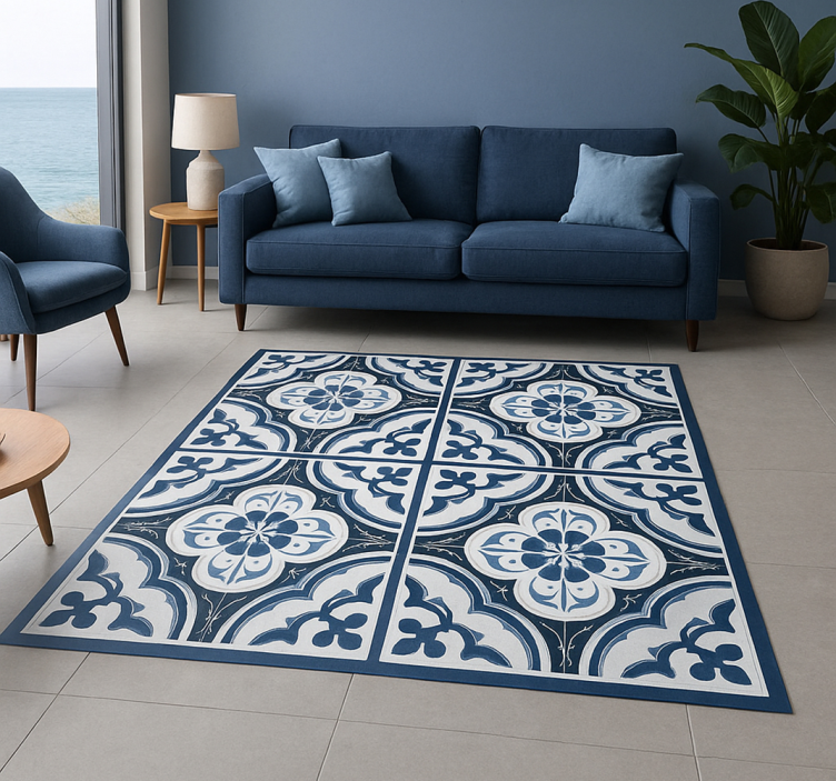 Blue "majorica" portuguese living room vinyl carpet - TenStickers