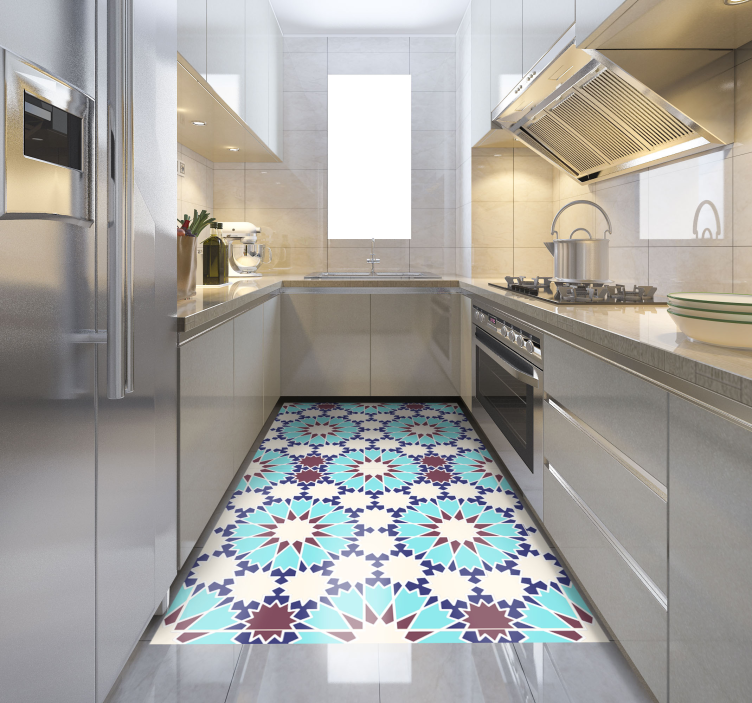 Blue Morrocan mosaic floor tiles - TenStickers