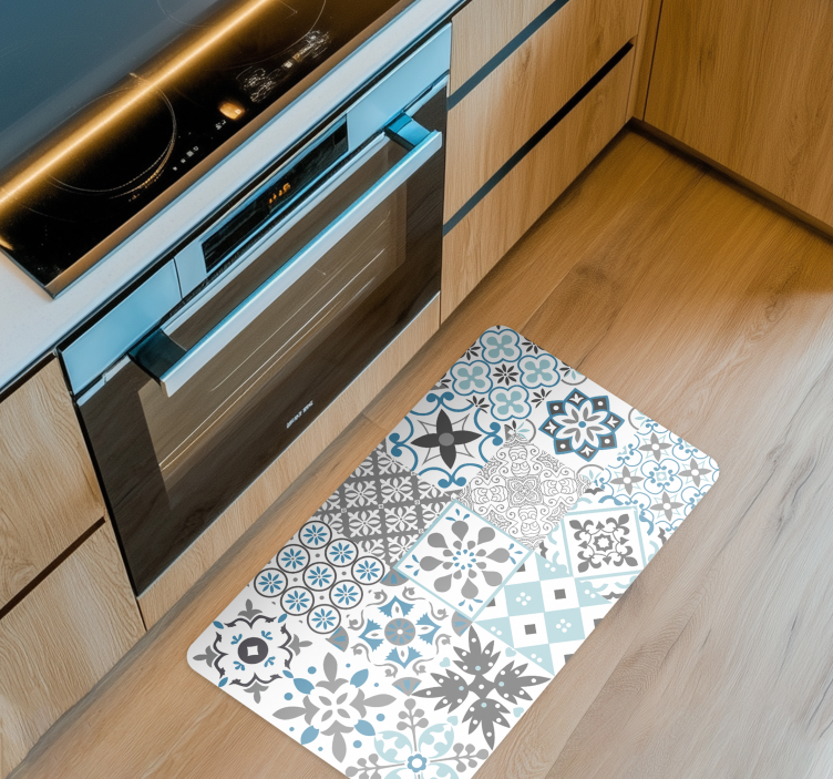 Blue mosaic kitchen vinyl carpet - TenStickers