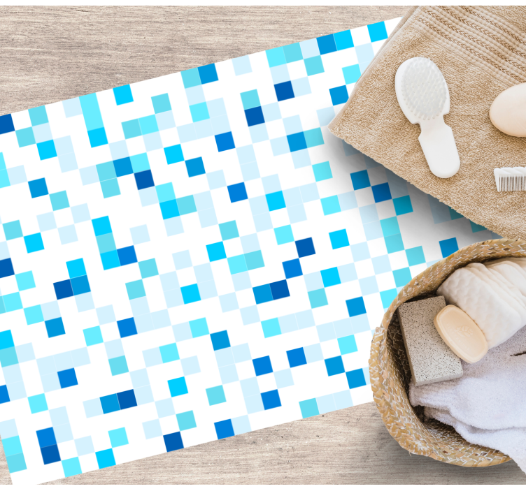 Blue Mosaic Motif tile vinyl carpet - TenStickers