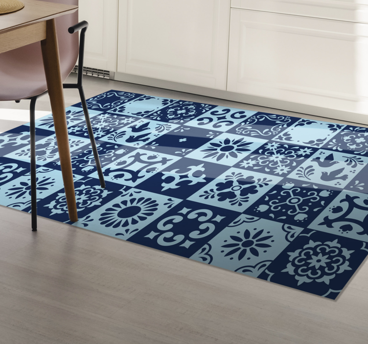 Blue mosaic tile vinyl carpet - TenStickers