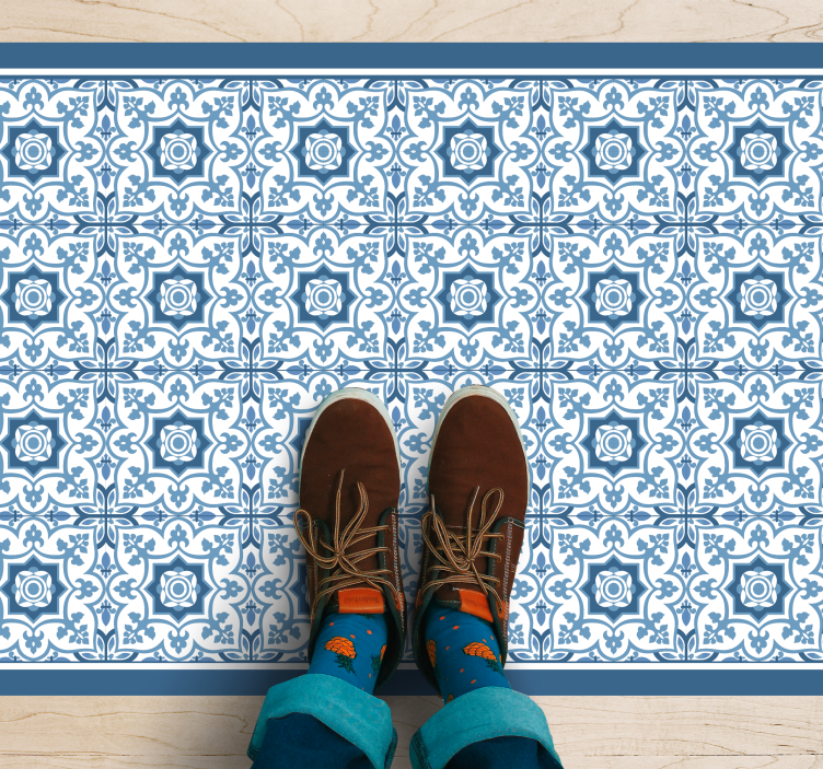 Blue patterned mosaic tile vinyl carpet - TenStickers