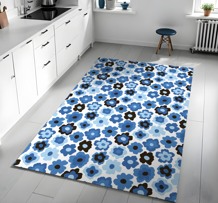 blue poppy floral vinyl carpet - TenStickers