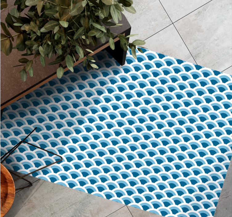 Blue Wave Patterns nordic vinyl carpet - TenStickers