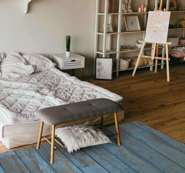 Blue old planks wood effect vinyl carpet - TenStickers