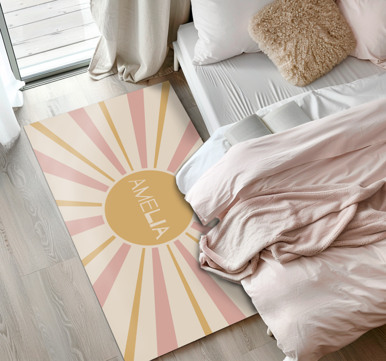 Customizable Sunburst Text custom vinyl carpet - TenStickers